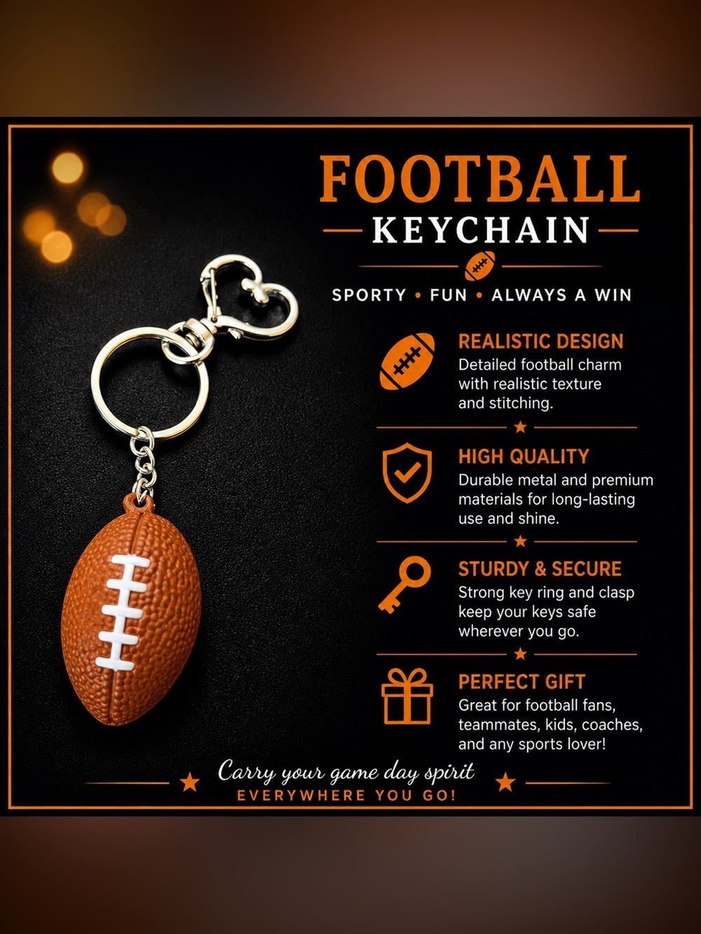 *30off3* NWOT. 49ers Football Keychain includes Heart Shape Silver Medal Spring